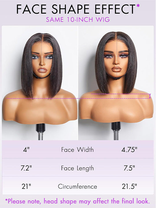 Kisslove Hair Double Drawn Blunt Cut 2x6 Lace Closure Short Bob Wig Glueless Straight Hair Bob Wigs