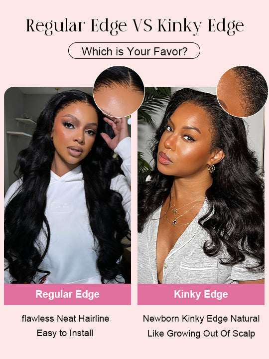 KissLove Glueless Invisi-Drawstring 360 Lace Wig Body Wave Pre Everything Kinky Edge Lace Frontal Wigs