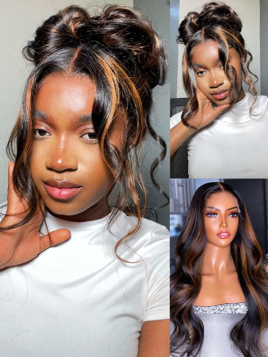 [Flash Sale] Pre Bleached Bye Bye Knots Brown Balayage Highlight Wig Body Wave Lace Frontal Wigs