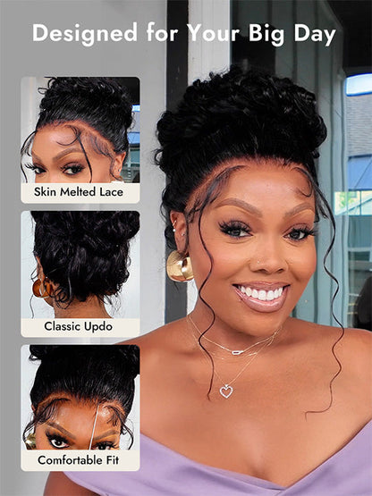 KissLove Glueless Invisi-Drawstring 360 Lace Wig Body Wave Pre Everything Kinky Edge Lace Frontal Wigs