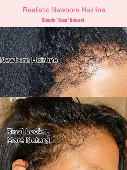 Kisslove Newborn Hairline Kinky Straight Hair Invisi-Drawstring 360 Lace Wig Pre Everything Glueless Wigs
