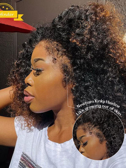 KissloveHair 4C Edge Kinky Curly Hair 360 Lace Wig Invisi Drawstring Glueless Lace Wigs