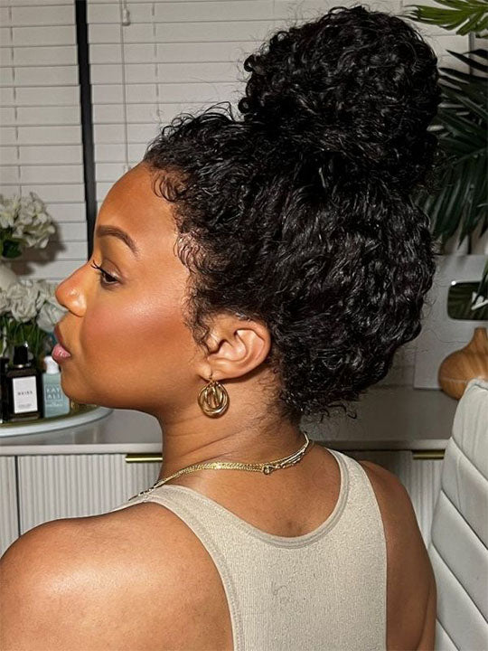 [4C Wig] Bleached Knots Kinky Curly Hair With Kinky Curly Newborn Edge Human Hair Lace Frontal Wig