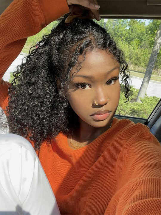 [4C Wig] Bleached Knots Kinky Curly Hair With Kinky Curly Newborn Edge Human Hair Lace Frontal Wig