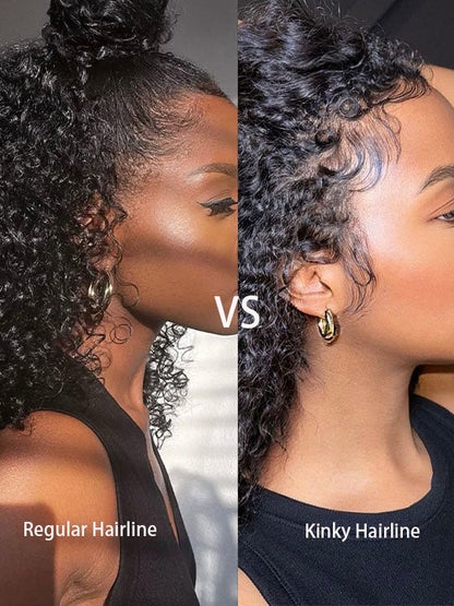 [4C Wig] Bleached Knots Kinky Curly Hair With Kinky Curly Newborn Edge Human Hair Lace Frontal Wig