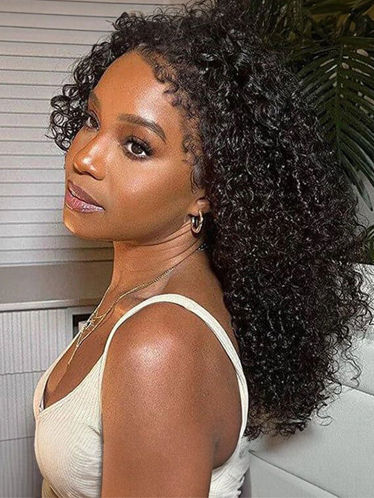 [4C Wig] Bleached Knots Kinky Curly Hair With Kinky Curly Newborn Edge Human Hair Lace Frontal Wig