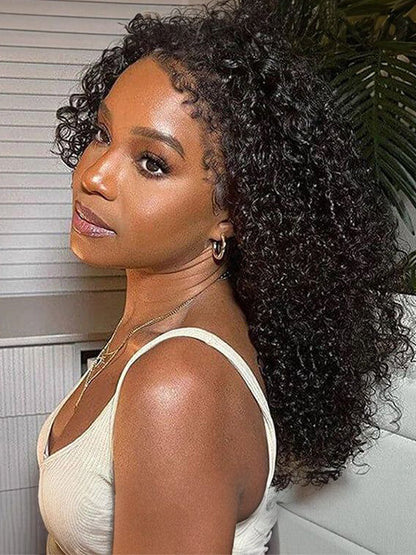 [4C Wig] Bleached Knots Kinky Curly Hair With Kinky Curly Newborn Edge Human Hair Lace Frontal Wig