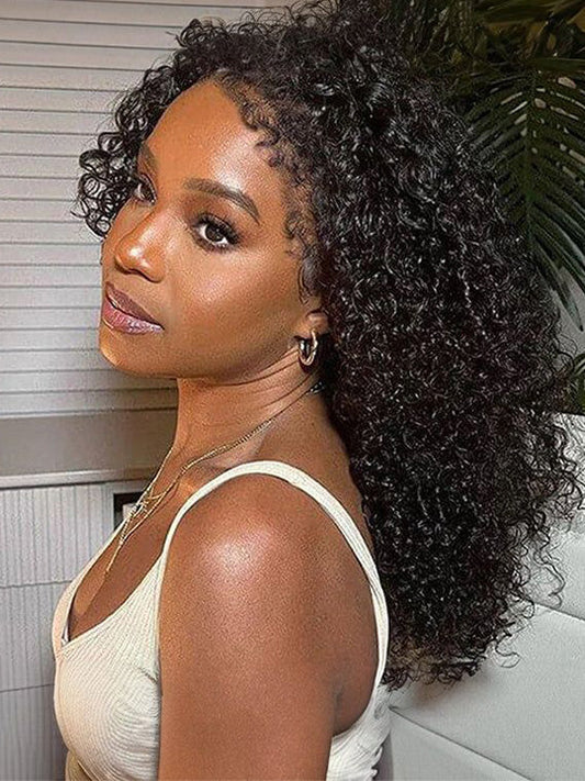 [4C Wig] Bleached Knots Kinky Curly Hair With Kinky Curly Newborn Edge Human Hair Lace Frontal Wig