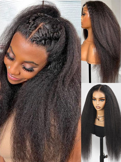 Kisslove Newborn Hairline Kinky Straight Hair Invisi-Drawstring 360 Lace Wig Pre Everything Glueless Wigs