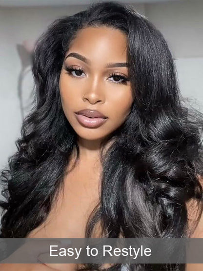 [4C Wig] Kinky Straight Hair With Kinky Edges 100% Human Hair Pull & Go Drawstring Wig Kisslove Hair