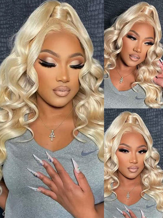 613 Blonde 13x6 Lace Frontal Wig Glueless Bone Straight / 3D Body Wave / Deep Wave Pull Go Drawstring Wig