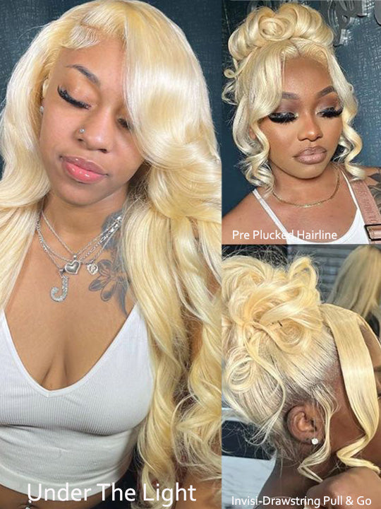 613 Blonde 13x6 Lace Frontal Wig Glueless Bone Straight / 3D Body Wave / Deep Wave Pull Go Drawstring Wig