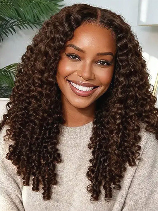 Kisslove Hair 13x6 Lace Frontal Wig Dark Brown Color Burmese Curly Glueless Human Hair Wig
