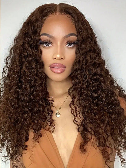 Kisslove Hair 13x6 Lace Frontal Wig Dark Brown Color Burmese Curly Glueless Human Hair Wig