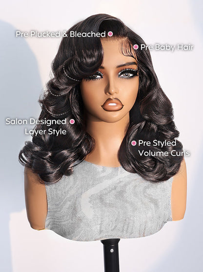 Kisslove Hair Pre Styled Side Part Body Wave Bob Wig Glueless Invisi Drawstring 360 Lace Frontal Wig