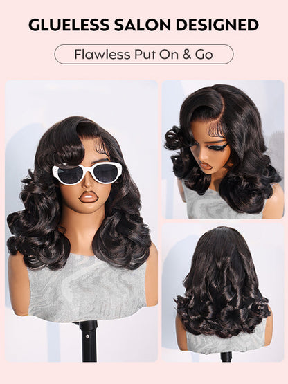 Kisslove Hair Pre Styled Side Part Body Wave Bob Wig Glueless Invisi Drawstring 360 Lace Frontal Wig