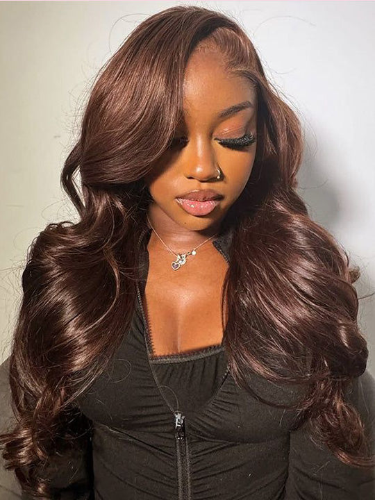 Kisslove Pre-Everything Upgraded Chocolate Brown Wig 3D Body Wave 360 Lace Wigs Human Hair