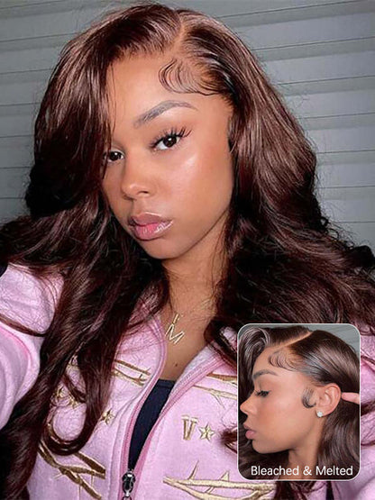 Kisslove Pre-Everything Upgraded Chocolate Brown Wig 3D Body Wave 360 Lace Wigs Human Hair