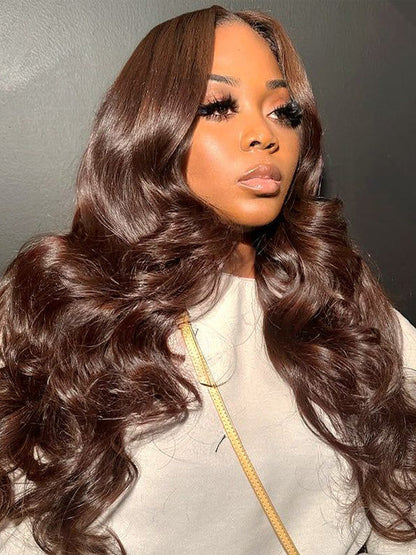 Kisslove Pre-Everything Upgraded Chocolate Brown Wig 3D Body Wave 360 Lace Wigs Human Hair