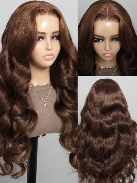Kisslove Pre-Everything Upgraded Chocolate Brown Wig 3D Body Wave 360 Lace Wigs Human Hair