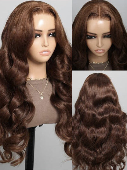 Kisslove Pre-Everything Upgraded Chocolate Brown Wig 3D Body Wave 360 Lace Wigs Human Hair