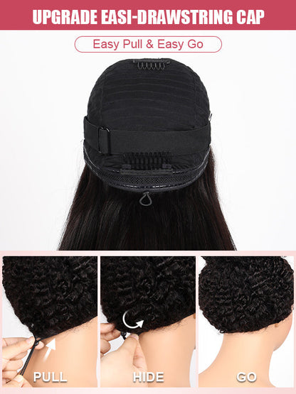 [4C Wig] Bleached Knots Kinky Curly Hair With Kinky Curly Newborn Edge Human Hair Lace Frontal Wig