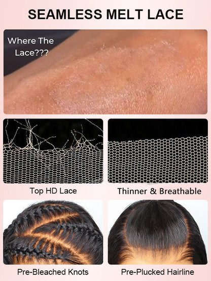 Gray Skunk Stripe Wig Highlights 3D Body Wave 13x4 HD Lace Front Human Hair Wigs