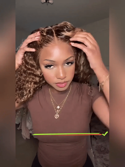 Kisslove Pre-bleached Knots Water Wave Highlight 360 Lace Wig With Invisi-Drawstring Cap