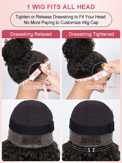 Kisslove Glueless Invisi-Drawstring 360 Lace Wig Dark Plum Color Curtain Bangs & Layered Body Wave Wig