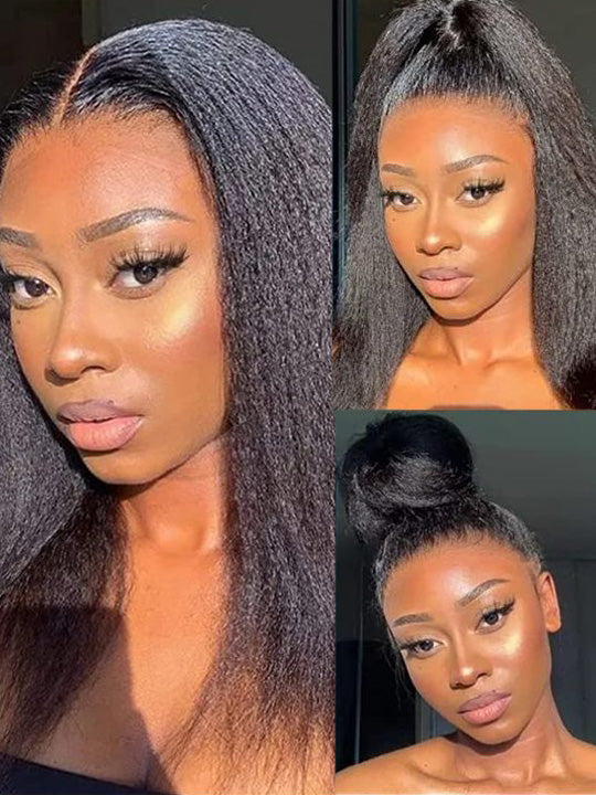 Kisslove Newborn Hairline Kinky Straight Hair Invisi-Drawstring 360 Lace Wig Pre Everything Glueless Wigs