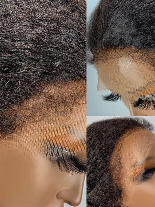 [Flash Deal] Hybrid Kinky Edge Kinky Straight Human Hair Wigs Newborn Hairline Glueless Lace Wig