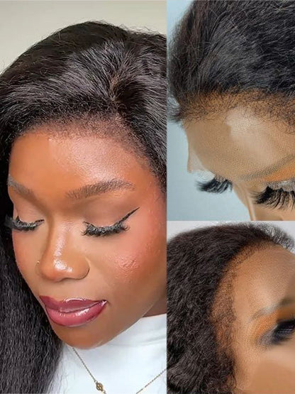 [4C Wig] Kinky Straight Hair With Kinky Edges 100% Human Hair Pull & Go Drawstring Wig Kisslove Hair