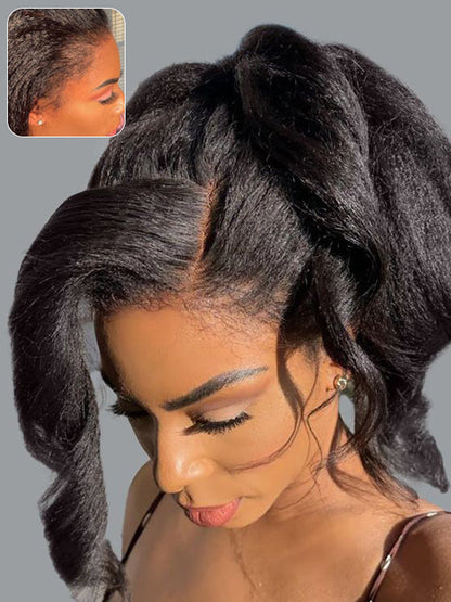 Kisslove Newborn Hairline Kinky Straight Hair Invisi-Drawstring 360 Lace Wig Pre Everything Glueless Wigs