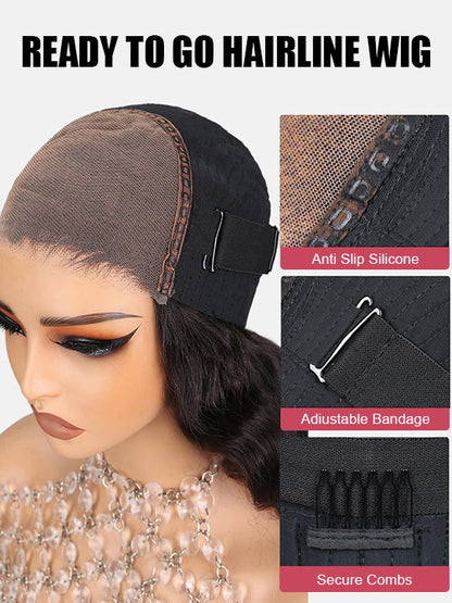 Pre Styled Side Part Body Wave Bob Wig Glueless Ready to Go Short Bob Wigs