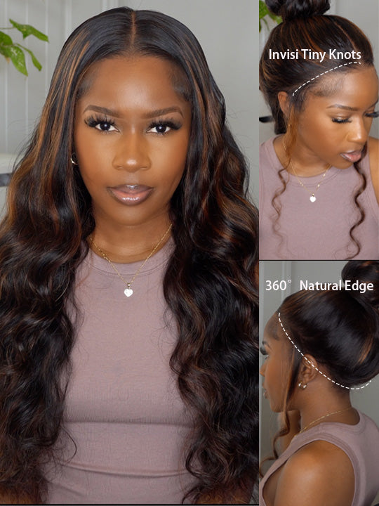 [Flash Sale] Pre Bleached Bye Bye Knots Brown Balayage Highlight Wig Body Wave Lace Frontal Wigs