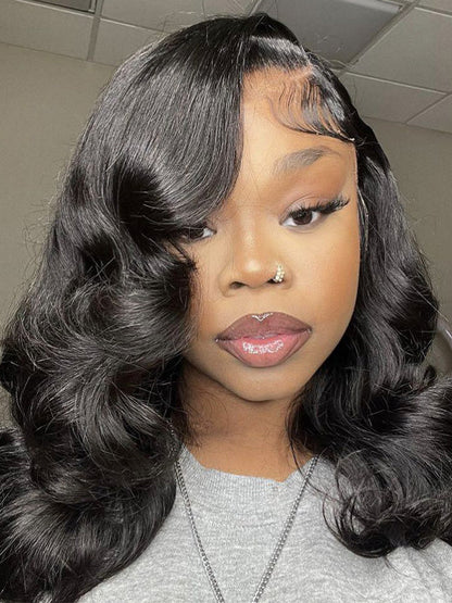 Kisslove Hair Pre Styled Side Part Body Wave Bob Wig Glueless Invisi Drawstring 360 Lace Frontal Wig