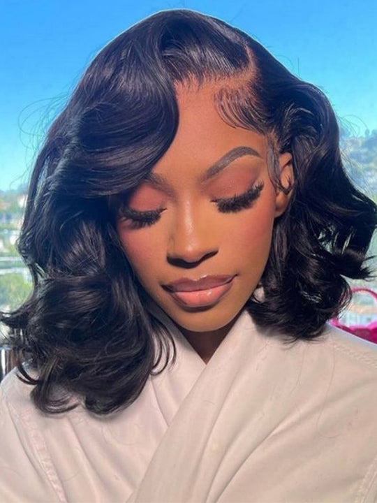 Pre Styled Side Part Body Wave Bob Wig Glueless Ready to Go Short Bob Wigs