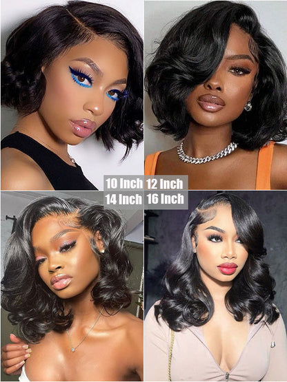 Pre Styled Side Part Body Wave Bob Wig Glueless Ready to Go Short Bob Wigs