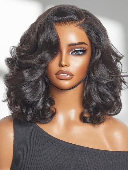Pre Styled Side Part Body Wave Bob Wig Glueless Ready to Go Short Bob Wigs