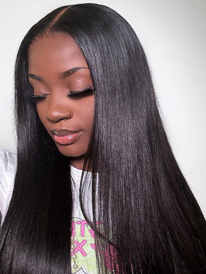 Bone Straight Hair 13x6 Full Lace Frontal Wig Bye Bye Knots Glueless Human Hair Wigs