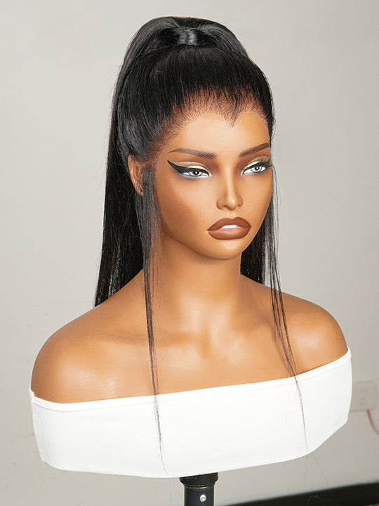 Pre Everything 360 Lace Frontal Ponytail Wig Widows Peak Hairline Yaki Straight Glueless Lace Wig Kisslove Hair