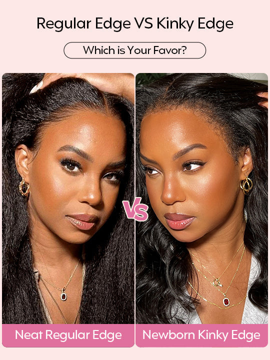 Kisslove Hair Kinky Straight with Spiral Curl Ends 13x6 Lace Frontal Wig Glueless 3C Kinky Edge Wigs